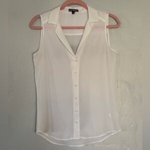 Express White Button-Down Sleeveless Blouse (A23)
